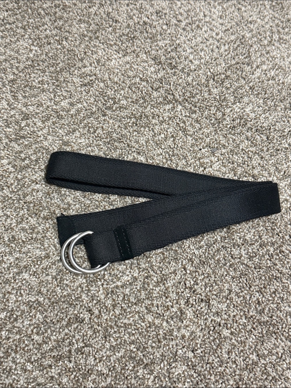 PAIGE Black Fabric Double D-Ring Belt